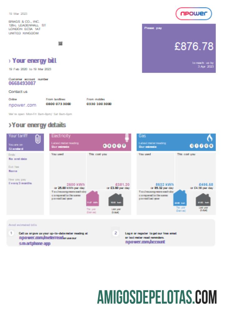Projeto de lei comercial de serviços públicos Npower, versão 1, SCR baixar para verificação